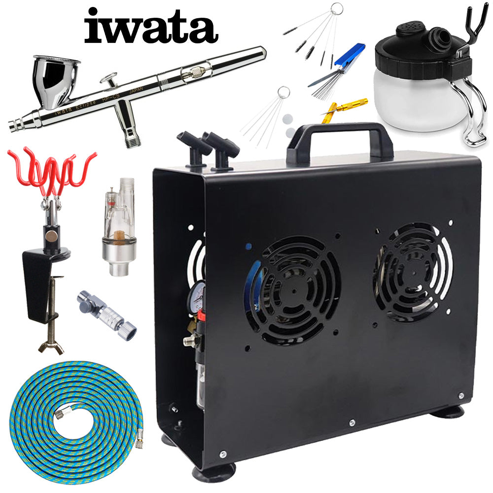 Iwata Eclipse HP-CS Airbrush Premium Compressor Bundle Kit