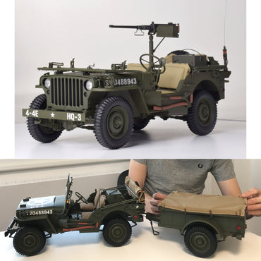 IXO Full Kit: Willys Jeep & Trailer 1:8 Metal Model Kit