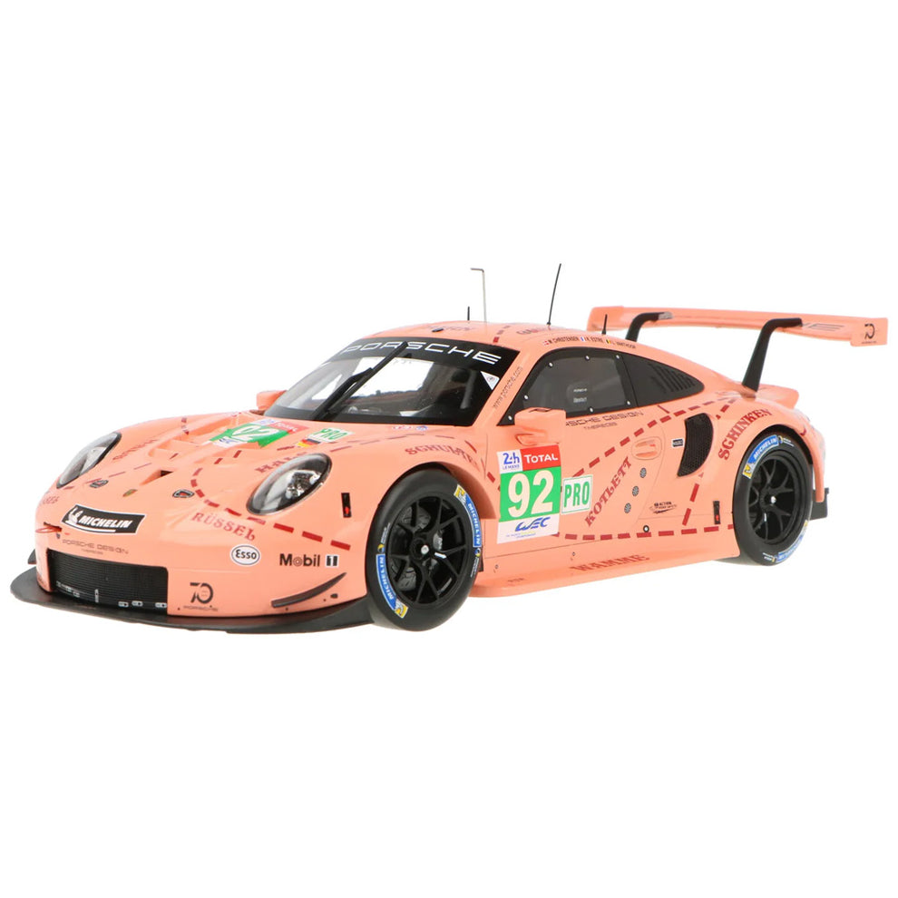 IXO Porsche 911 (991) RSR No92 Winner 24H Le Mans 2018 Pink Pig 1:18 D ...