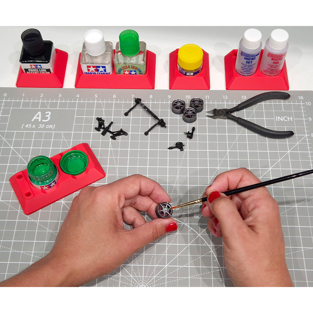 Jadlam 3D Printed 10ml Tamiya Paint Double Holder (Red)