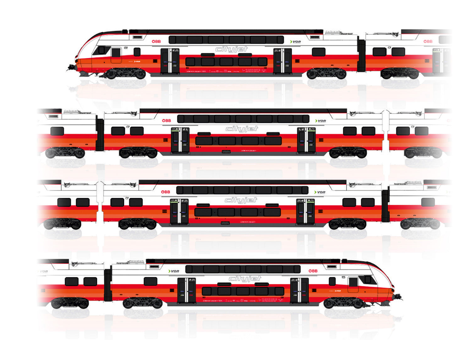 Jagerndorfer OBB Cityjet Rh4734 4 Car EMU VI (~AC) JC14000 HO Gauge