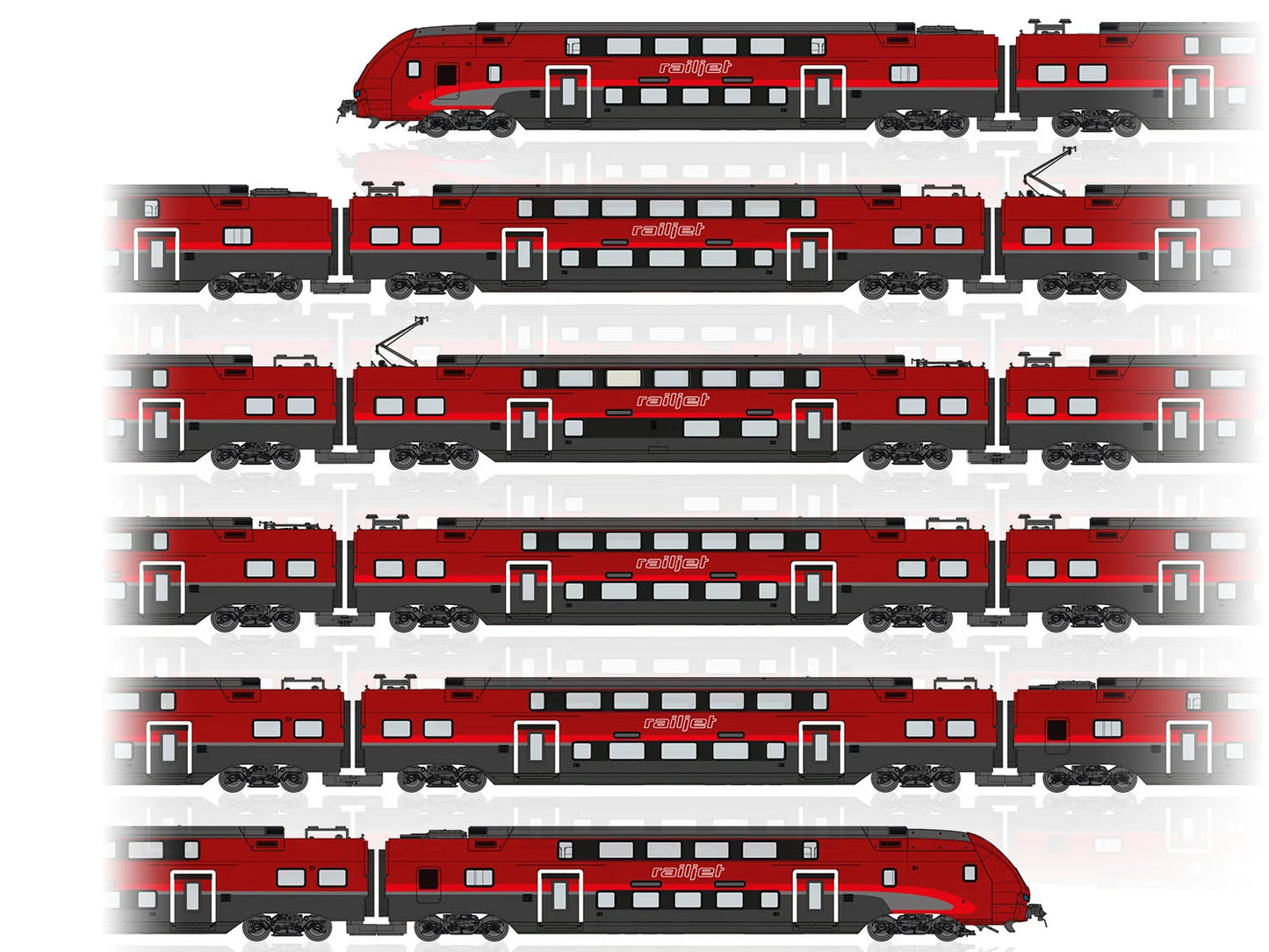 Jagerndorfer OBB Railjet Rh4706 KISS 6 Car EMU VI (~AC-Sound) JC16062 HO Gauge
