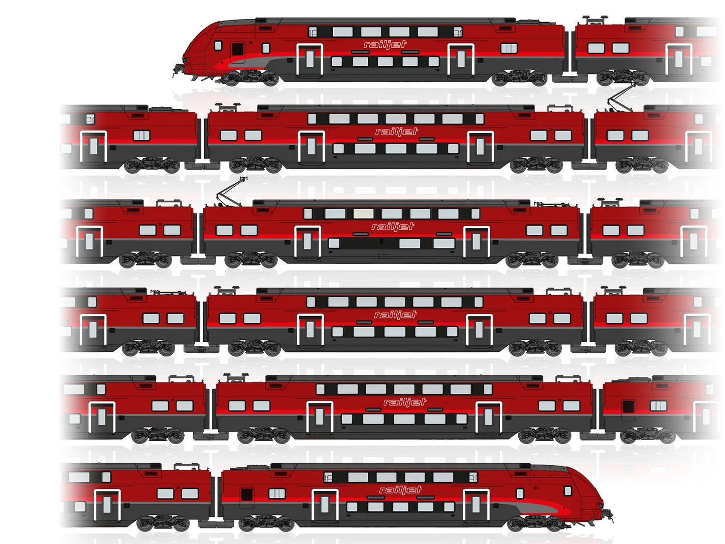 Jagerndorfer OBB Railjet Rh4706 KISS 6 Car EMU VI JC46100 HO Gauge