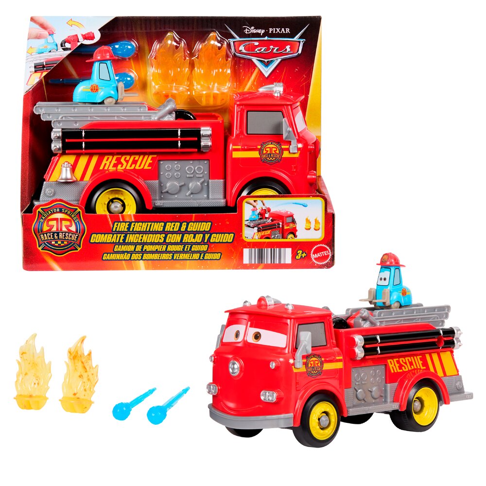 Disney Pixar Cars Race & Rescue Red & Guido Playset Age 3+ Mattel JFL54
