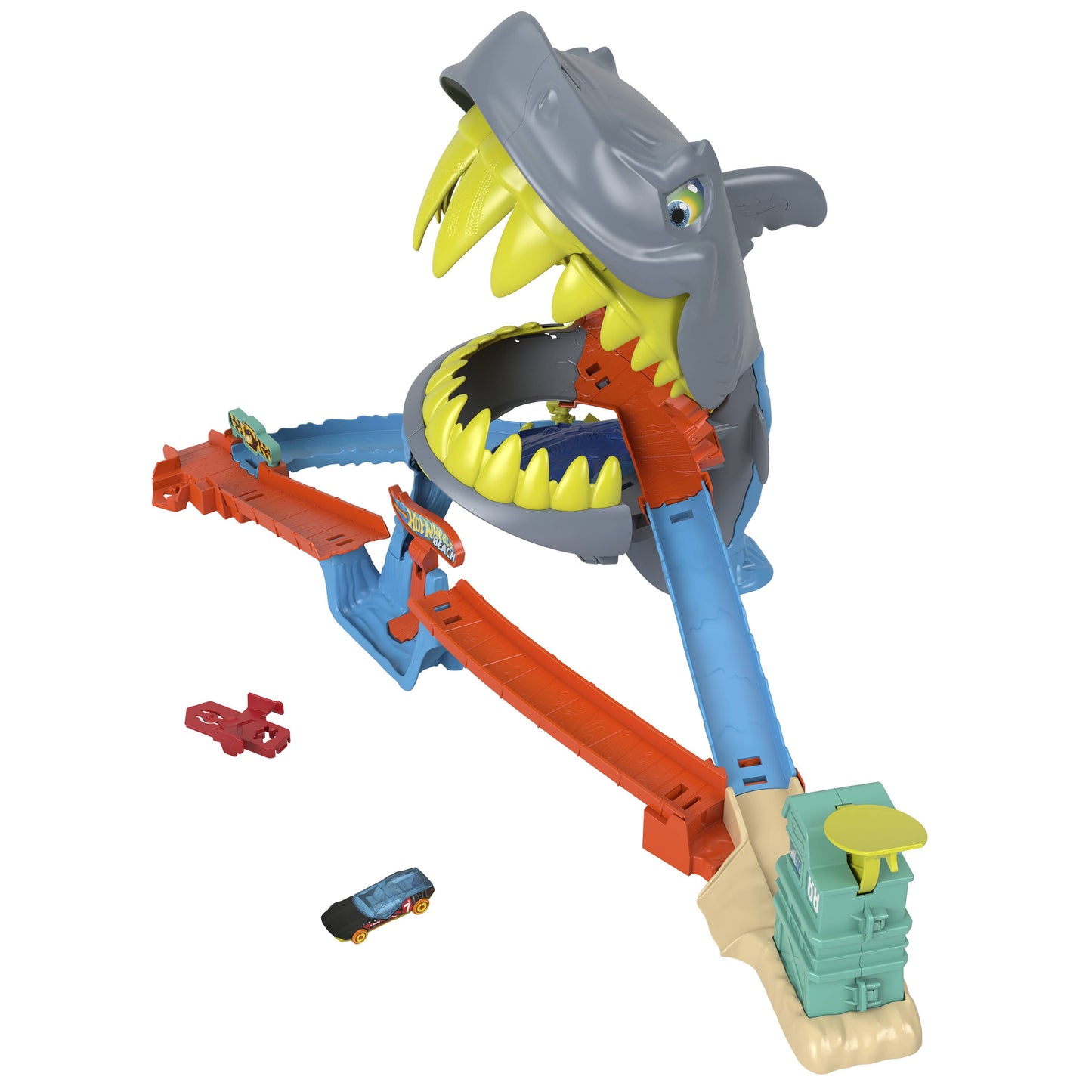 Hot Wheels City SharkChomp Beach Playset w/1:64 Die-Cast Car Age 4+ Mattel JHL96