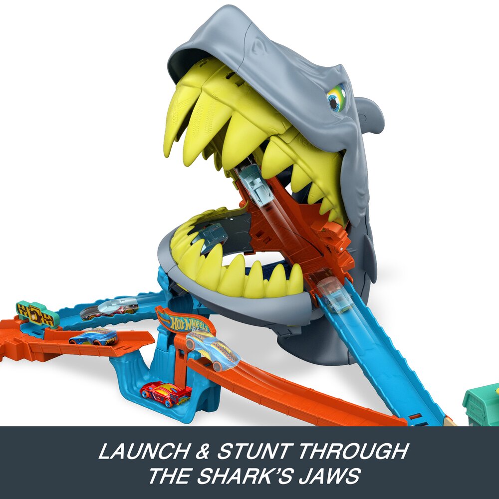 Hot Wheels City SharkChomp Beach Playset w/1:64 Die-Cast Car Age 4+ Mattel JHL96