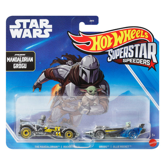 Hot Wheels Superstar Speeders: Star Wars Mandalorian vs Grogu Rocket JJT80