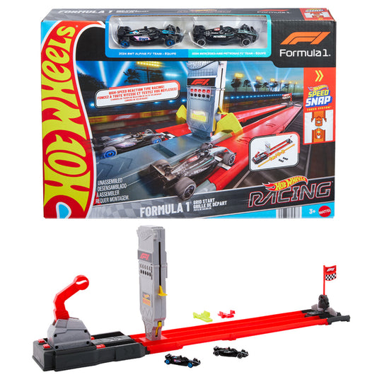 Hot Wheels Racing Formula 1 Grid Start Playset w/2 F1 Cars