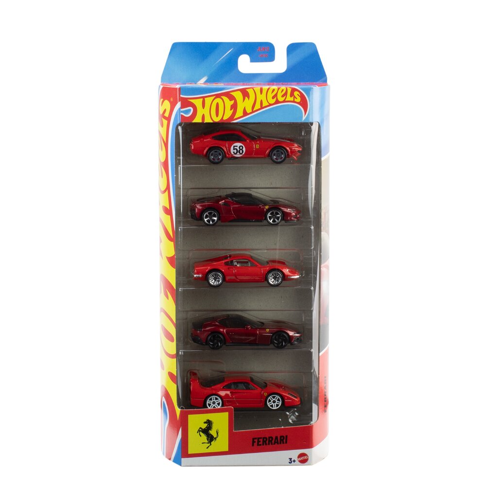 Hot Wheels Ferrari 5-Car Pack 1:64 Diecast JLN12 – Jadlam Toys