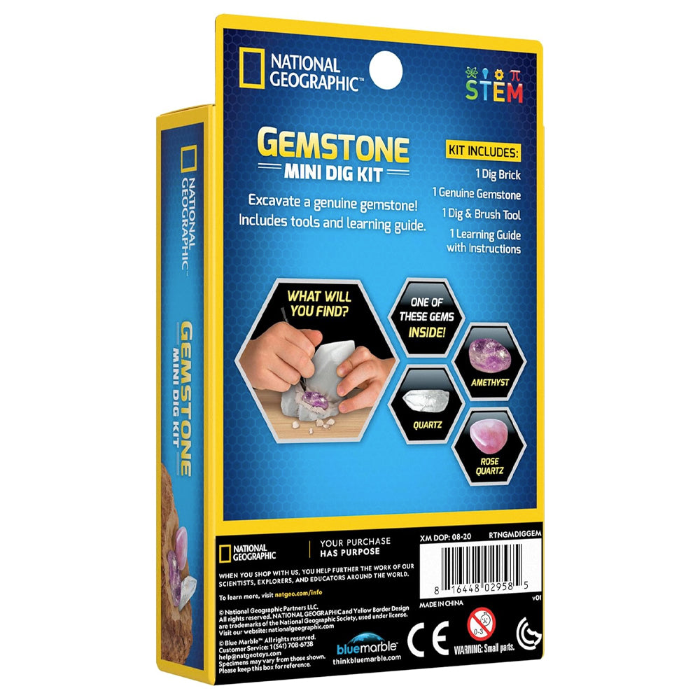 National Geographic Gemstone Mini Dig Kit Age 8+ STEM Toy JM80554U