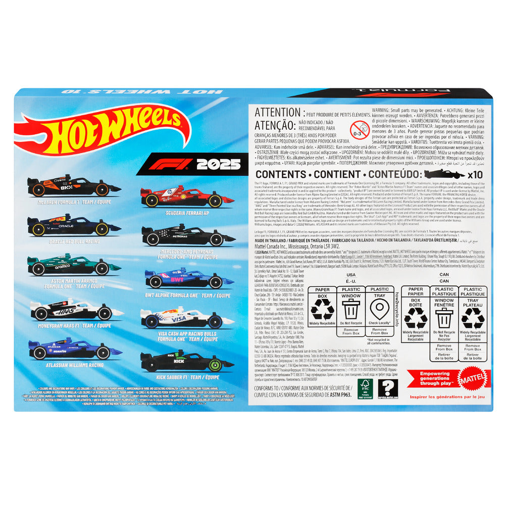 Hot Wheels Basic Car 10 Pack: Formula 1 Age 3+ Mattel JMM24