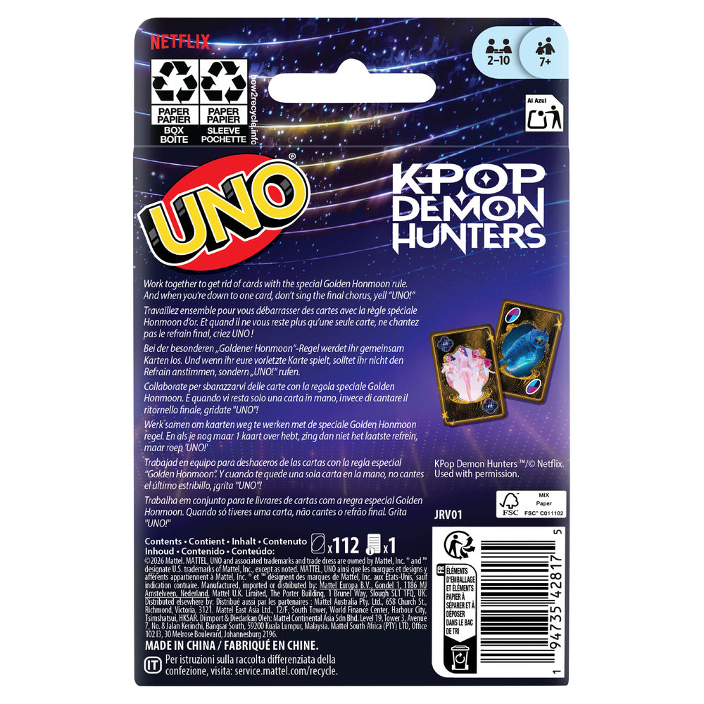 UNO K-Pop Demon Hunters Card Game Mattel