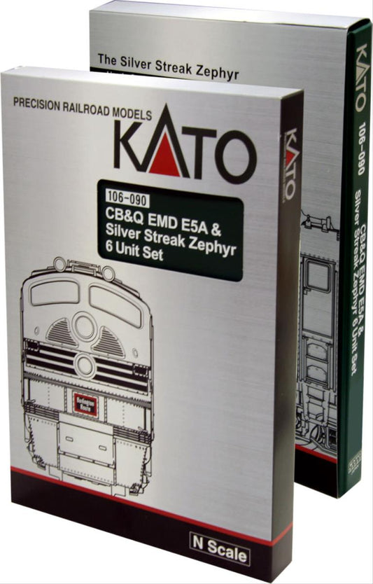 Kato 106-090-DCC CB&Q EMD E5A/Silver Streak Zephyr Train Pack DCC-Fitted N Gauge