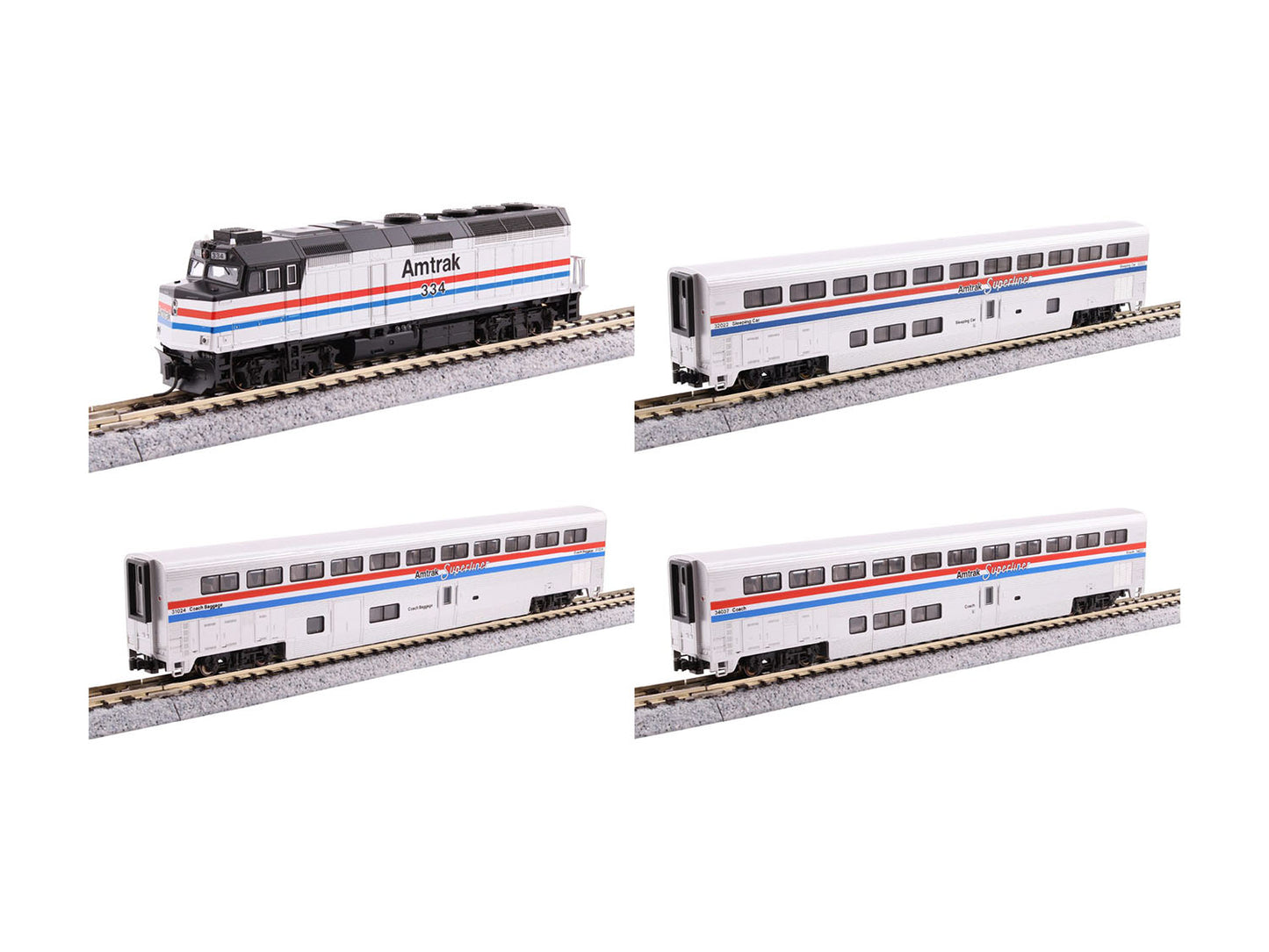 Kato F40PH Superliner I Amtrak PhIII Train Pack K106-3530 N Gauge