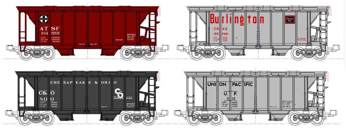 Kato Covered Hopper Assorted Set (8) K106-4700 N Gauge