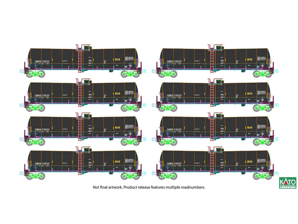 Kato 106-4801 Greenbrier Tank Wagon Set (8) GBRX Set A N Gauge