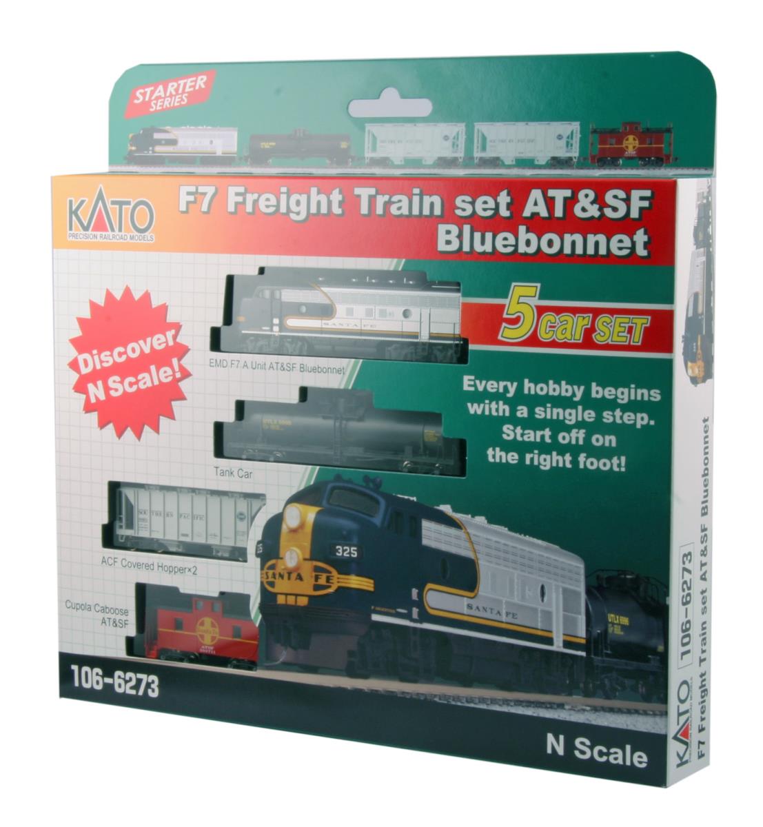 Kato AT&SF Bluebonnet EMD F7 Freight Train Set (DCC-Fitted) K106-6273-DCC Gauge