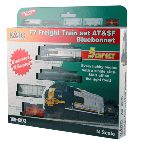 Kato AT&SF Bluebonnet EMD F7 Freight Train Set (DCC-Sound) K106-6273-S N Gauge