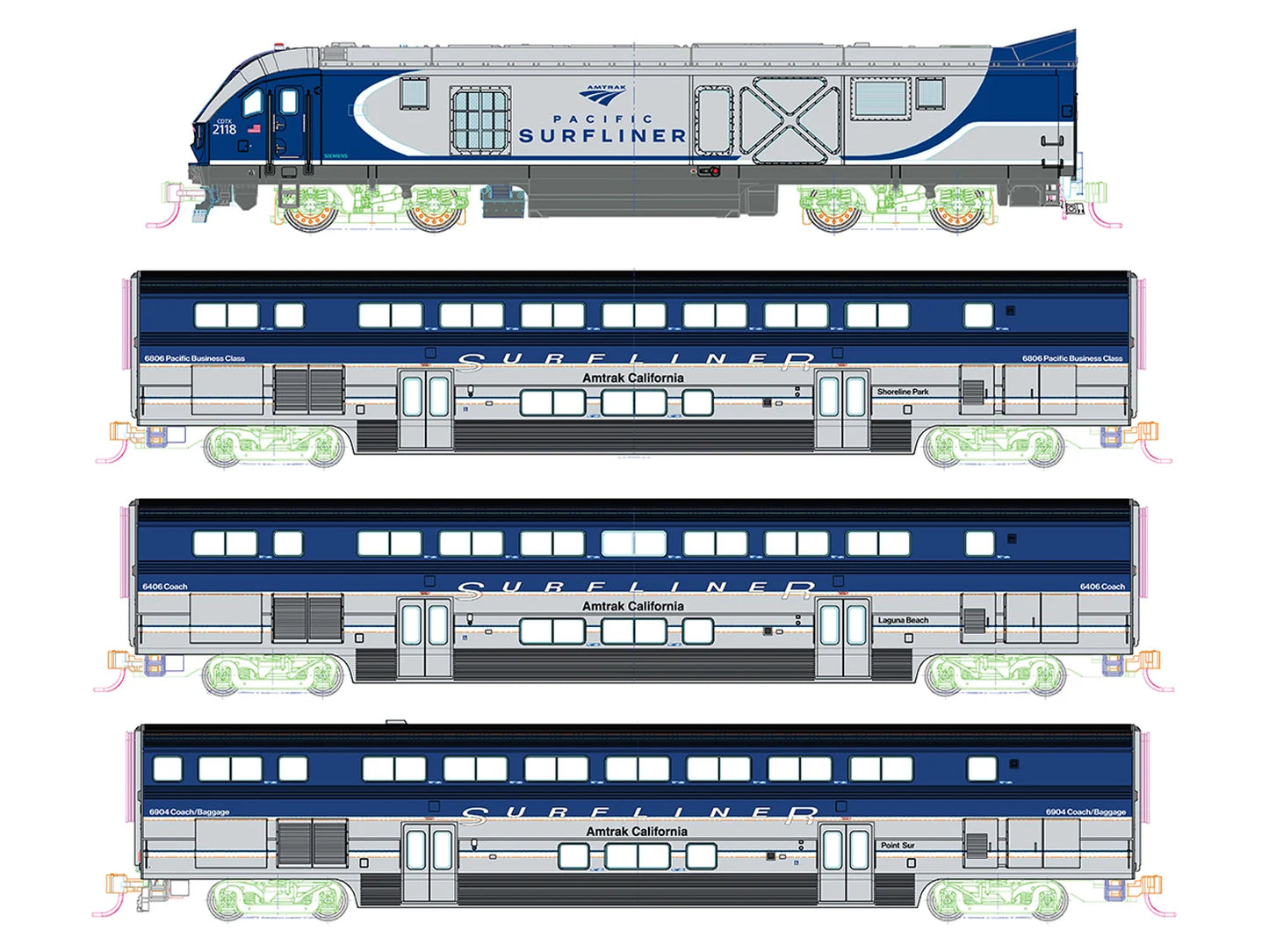 Kato Amtrack SC-44 Surfliner 4 Car Train Pack K106-9001 N Gauge