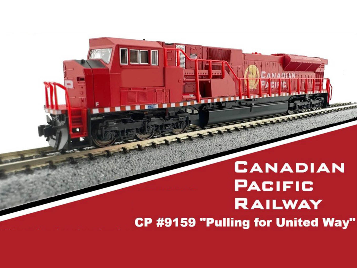 Kato EMD SG90/43MAC Canadian Pacific 9159 Pulling for United Way K176-5628 N