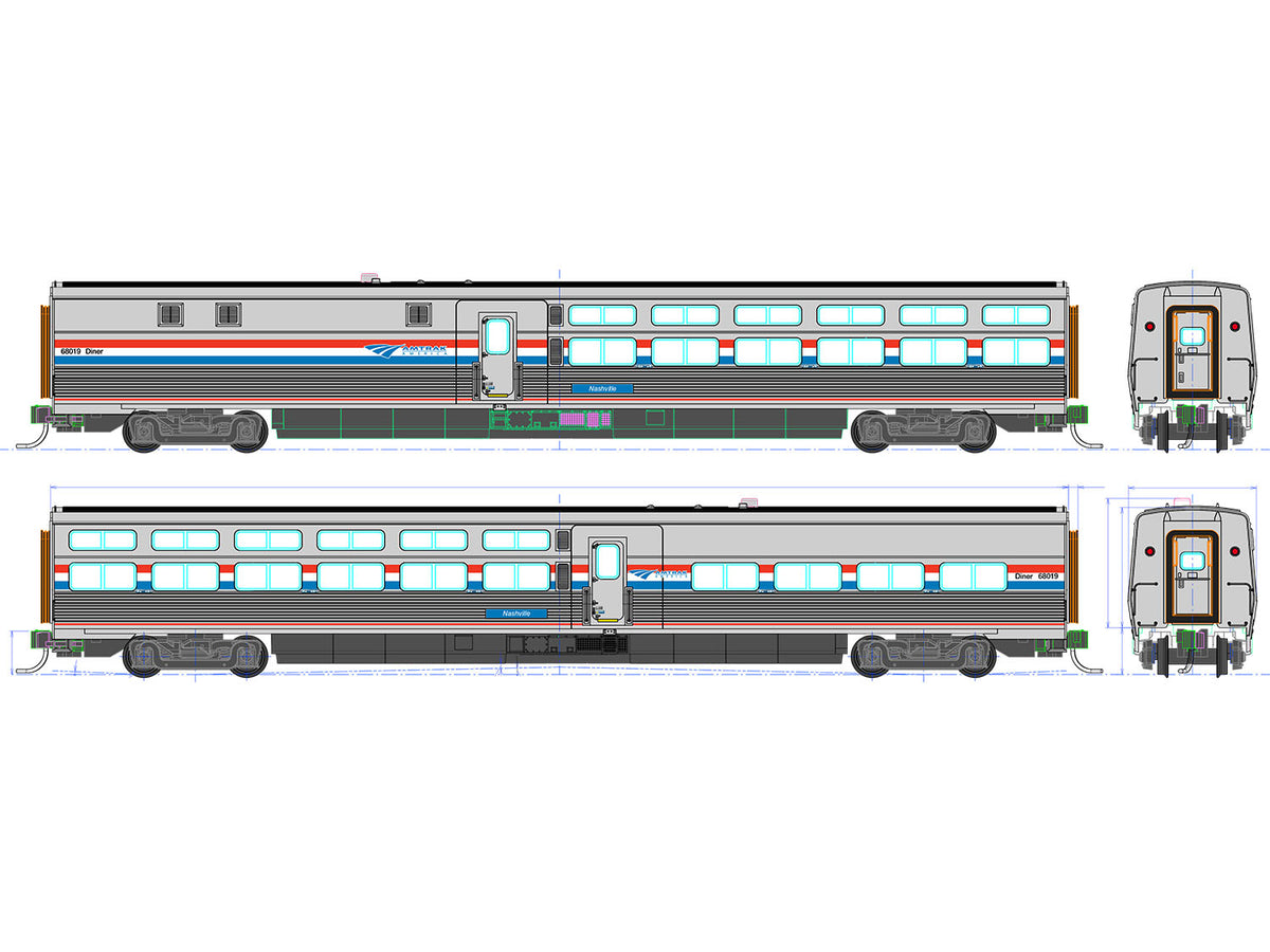 Viewliner Model Train Kato Viewliner II Diner Amtrak PhIII 68019 Nashville K35-6232 HO Gauge ...