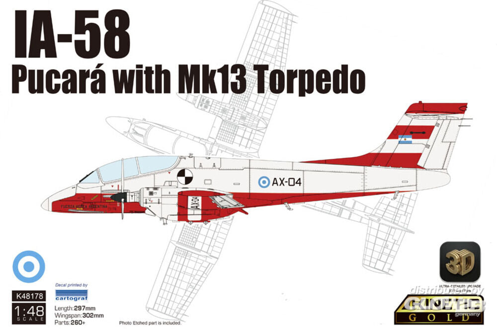 Kinetic 48178 IA-58 Pucar with Mk13 Torpedo 1:48 Model Kits