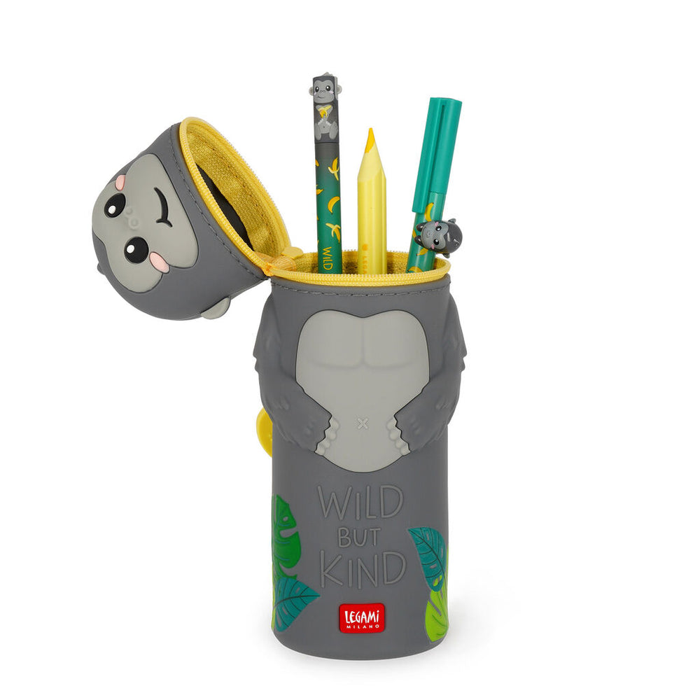 Legami Kawaii - 2-In-1 Silicone Pencil Case - Gorilla