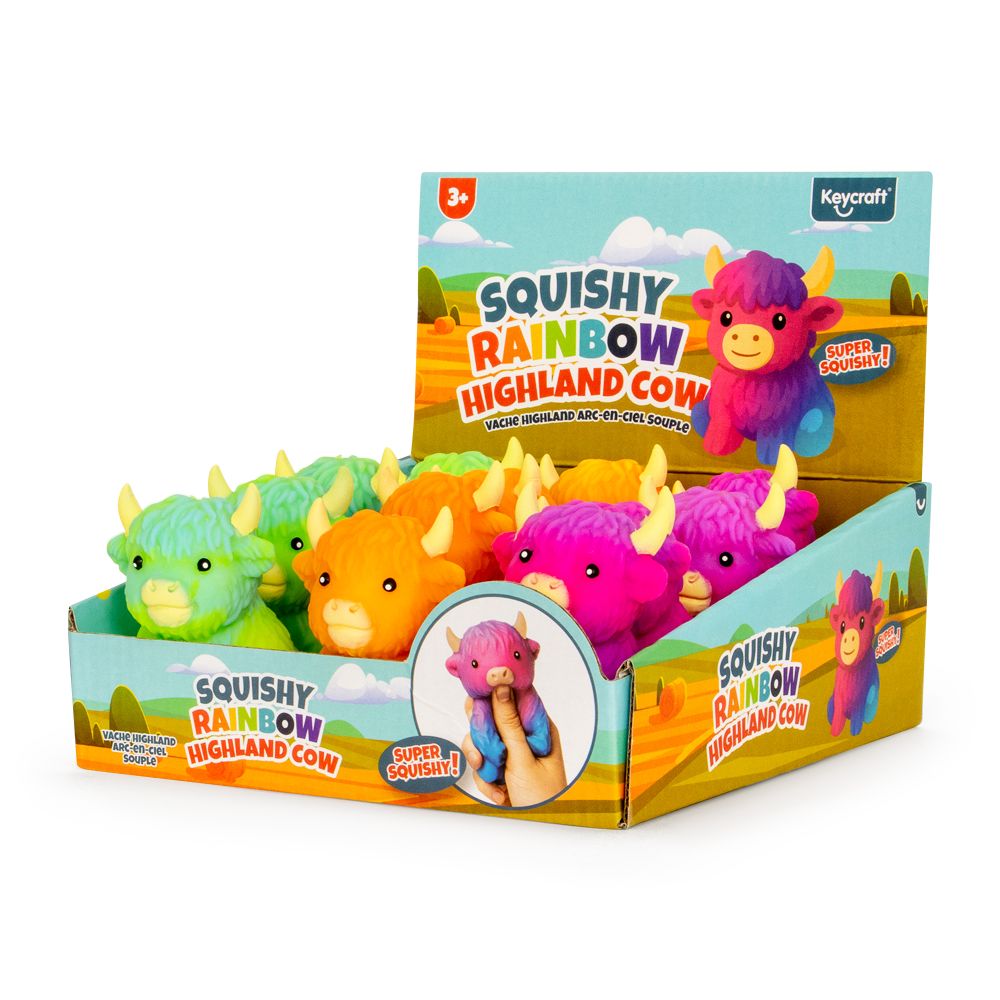 Squishy Rainbow Highland Cow Sensory Toy Keycraft (Assorted)