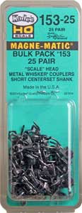 Kadee 153-25 No.153 Scale Whisker Bulk Pack Magne-Matic Couplers (25pr) HO