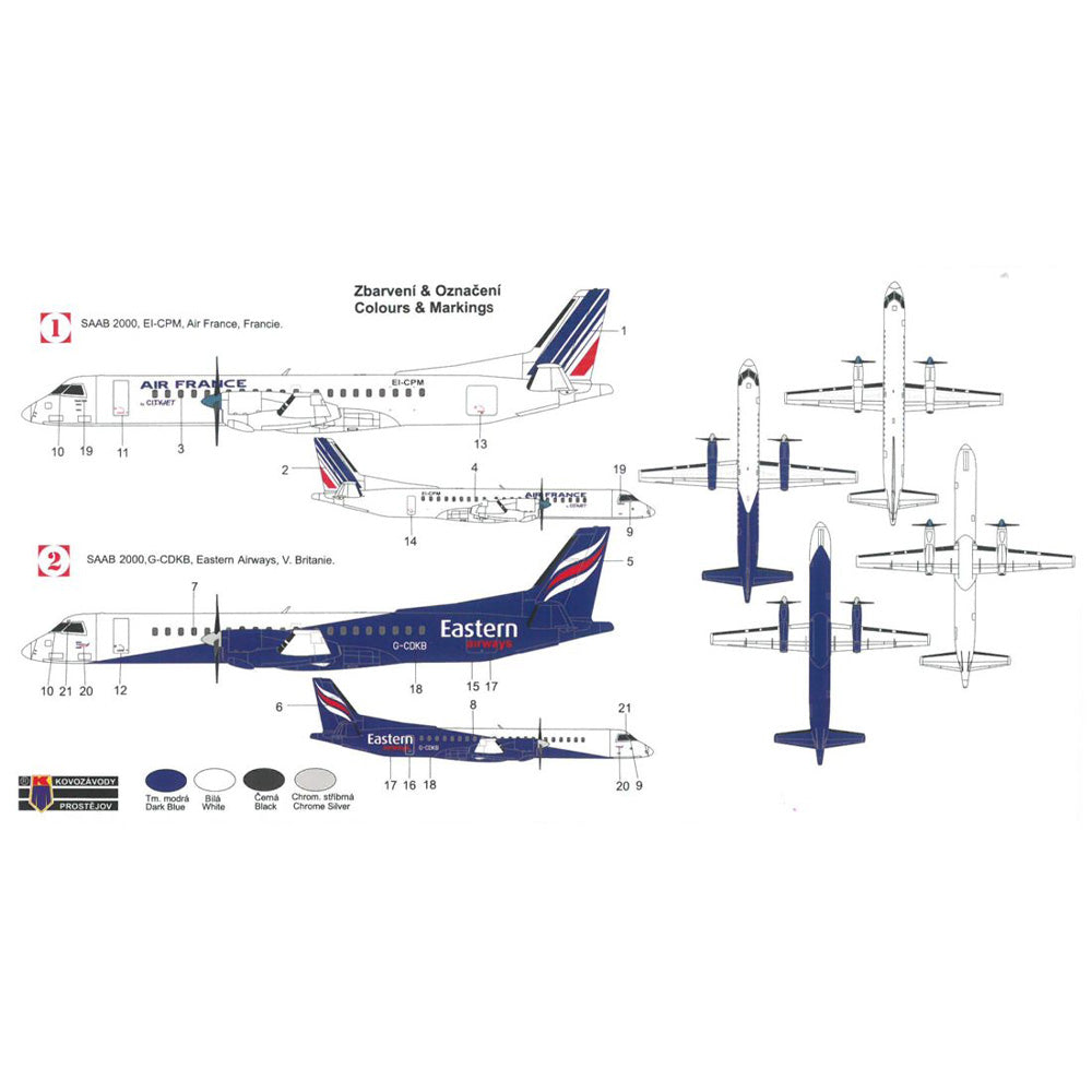 Kovozavody Prostejov 2004 Saab 2000 Air France/Eastern Airways 1:200 Model Kit
