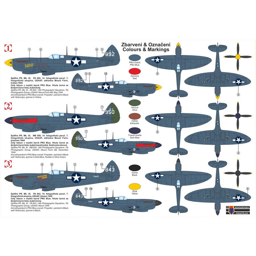Kovozavody Prostejov 72291 Supermarine Spitfire PR Mk.XI USAAF 1:72 Model Kit