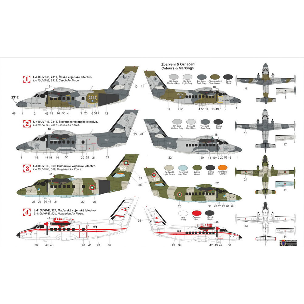 Kovozavody Prostejov 72437 Let L-410UVP-E Military Turbolet 1:72 Model Kit