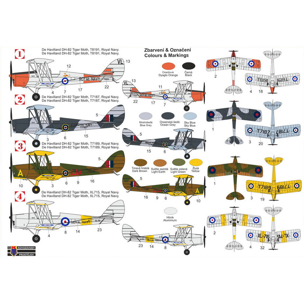Kovozavody Prostejov 72443 DH-82A Tiger Moth Mk.II Royal Navy 1:72 Model Kit