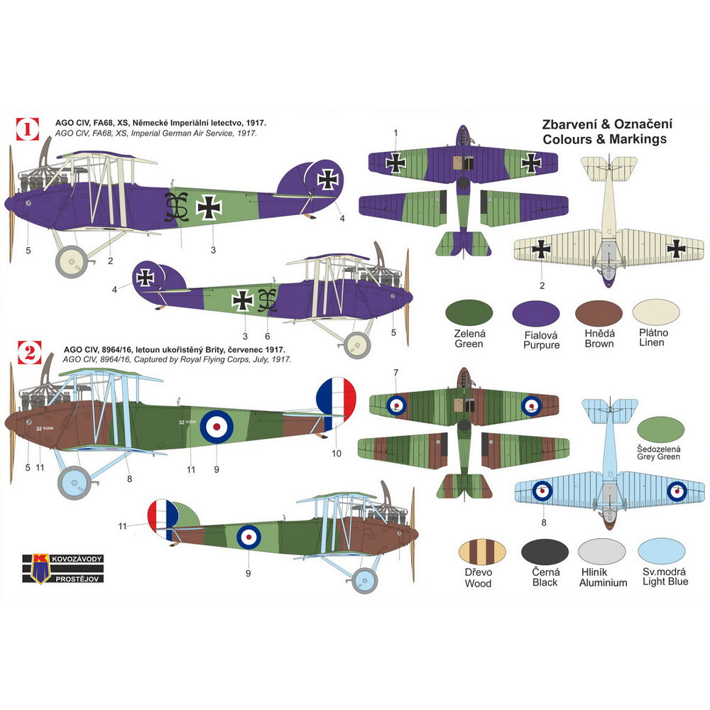 Kovozavody Prostejov 72480 AGO C.IV 'Special Markings' 1:72 Model Kit