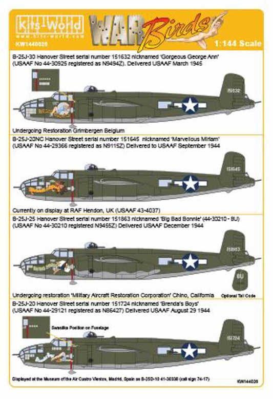 Kits World 144026 Aircraft Decals 1:144 Hannover Street Mitchells North-American
