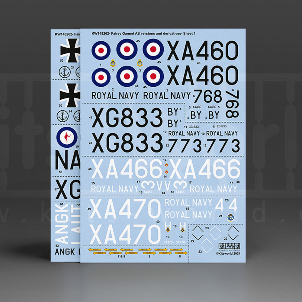 Kits World 148262 Fairey Gannet AS Versions 1:48 Model Kit Decal Set