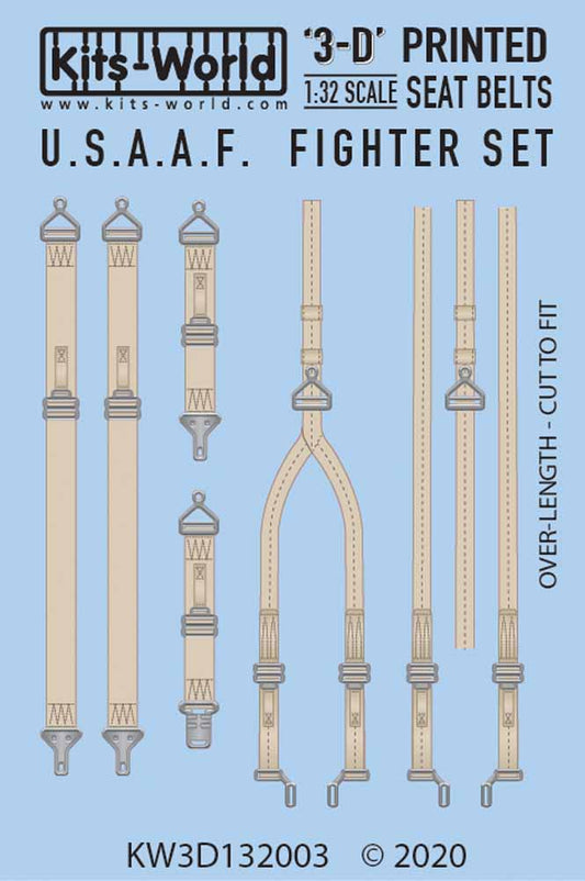 Kits World 3D132003 3D Printed Decal 1:32 USAAF Fighter Seat Belt Set . North-Am