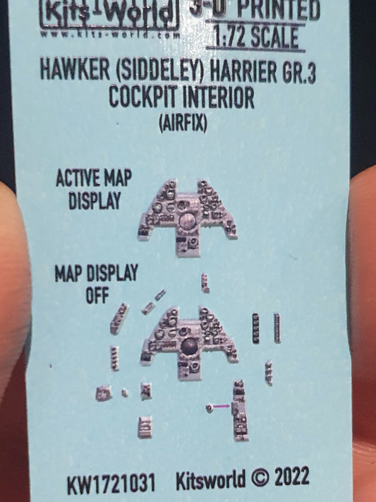 Kits World BAe Harrier GR.3 3D Colour Cockpit Interior 1:72 for Airfix Kits