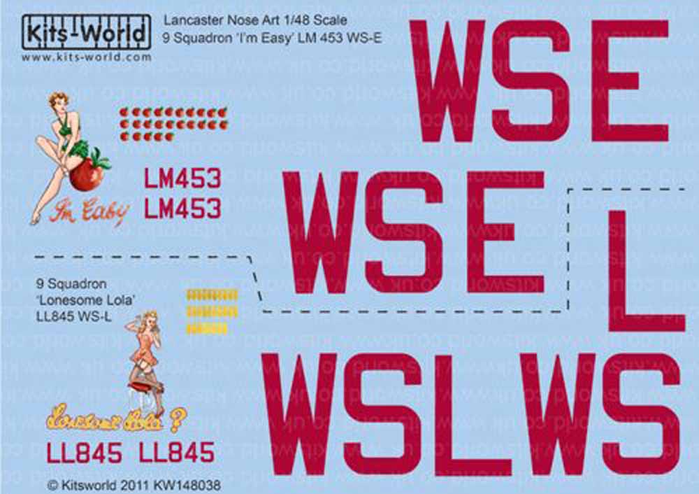 Kits World 148038 Aircraft Decals 1:48 Avro Lancaster B.I/III (2) LM453 WS-E