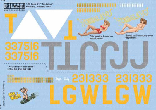 Kits World 148043 Aircraft Decals 1:48 Boeing B-17G Flying Fortress (2) 43-37516