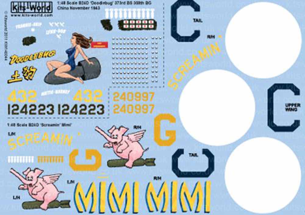 Kits World 148044 Aircraft Decals 1:48 Consolidated B-24D Liberator (2) 41-24223