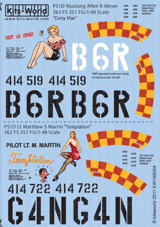 Kits World 148054 Aircraft Decals 1:48 North-American P-51D Mustang 357th FG (2)