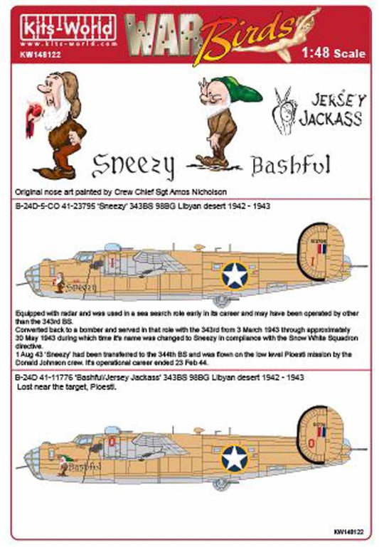 Kits World 148122 Aircraft Decals 1:48 Consolidated B-24D Liberator 343 BS 98 BG