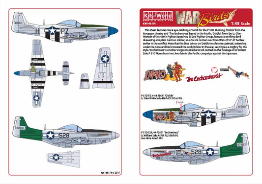 Kits World 148174 Aircraft Decals 1:48 North-American P-51D Mustang 44-15611 PZ-