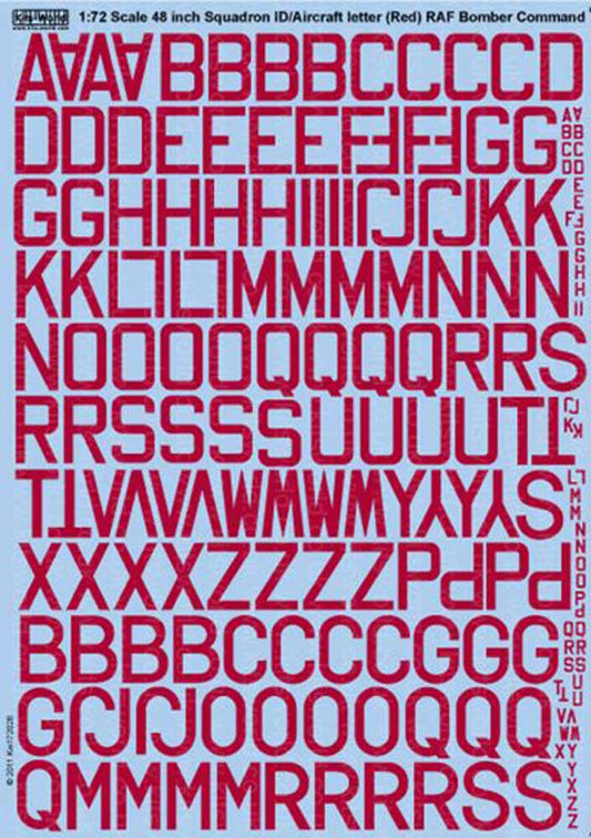 Kits World 172026 Aircraft Decals 1:72 RAF Squadron Code Letters 48 inches Red