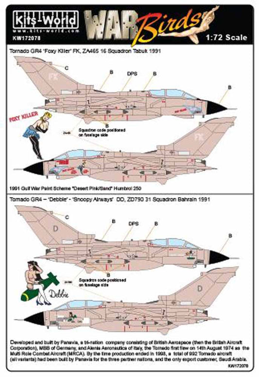 Kits World 172078 Aircraft Decals 1:72 Desert Storm Panavia Tornado GR.1B ''Foxy