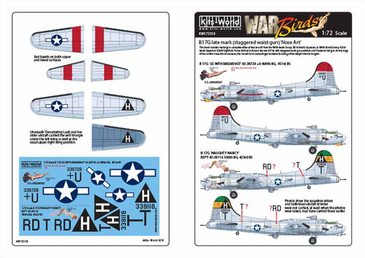 Kits World 172159 Aircraft Decals 1:72 Boeing B-17G Flying Fortress ‚Äò¬£5 WITH