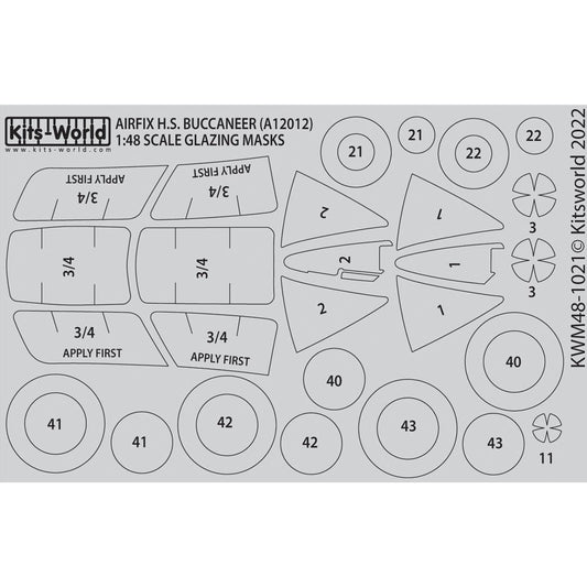 Kits World KWM481021 Blackburn Buccaneer S.2C/D Canopy & Wheel Mask 1:48 A12012
