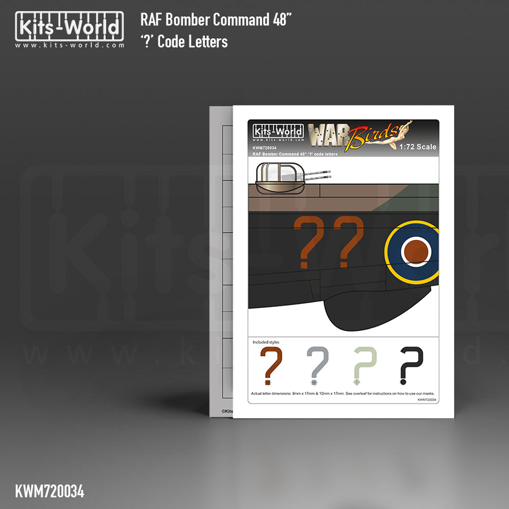 Kits World 720034 RAF Bomber Command ? Question Mark Letters 1:72 Paint Masks