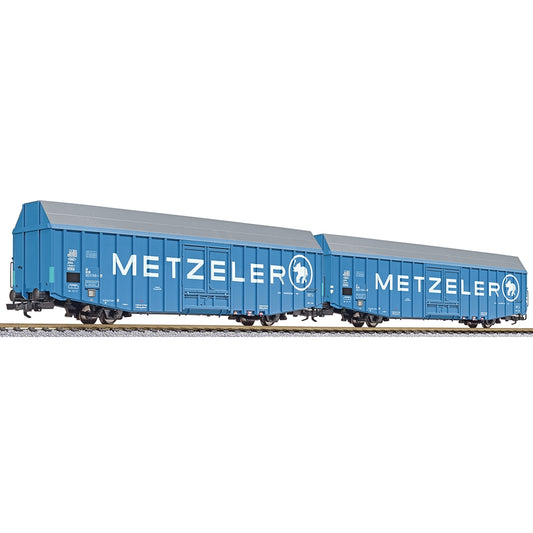 Liliput L230161 2-Unit Large goods wagon HBBKS, DB, "METZELER", Era IV HO Gauge